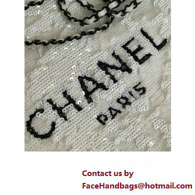 CHANEL Sequins & Black Metal White & Black Shopping Bag AS4856 2024